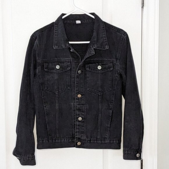 Embroidered Jean jacket ethnic Aztec boho styled black wash Medium T11 - Picture 7 of 7